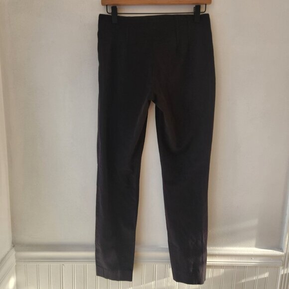 Theory Black Flat Front Stretch Trousers Pants Slim Straight Career Women's 2 - Picture 2 of 6